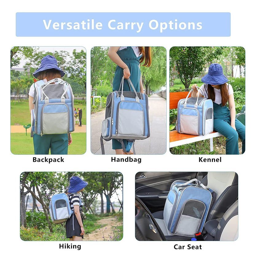 Portable Cat Backpack Tavel and Hiking Cat Carrier Bags Pet Bag with Breathable Mesh Window