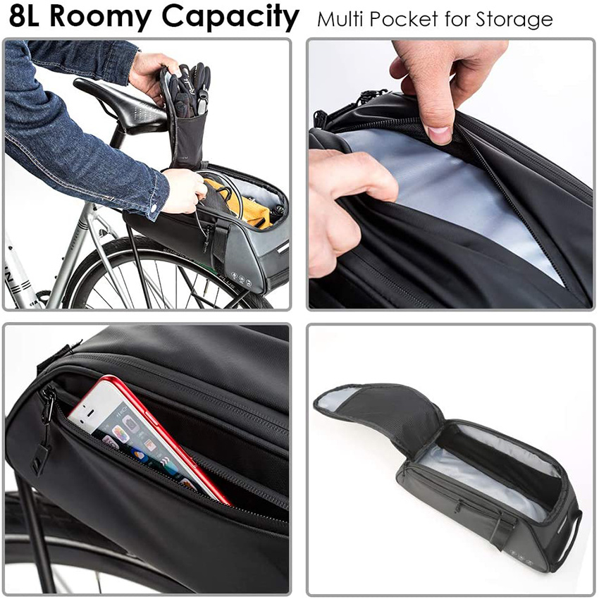 Bike Reflective Water Resistant Bicycle Saddle Panniers Trunk Storage Bag Cycling Back Seat Cargo Carrier Pouch