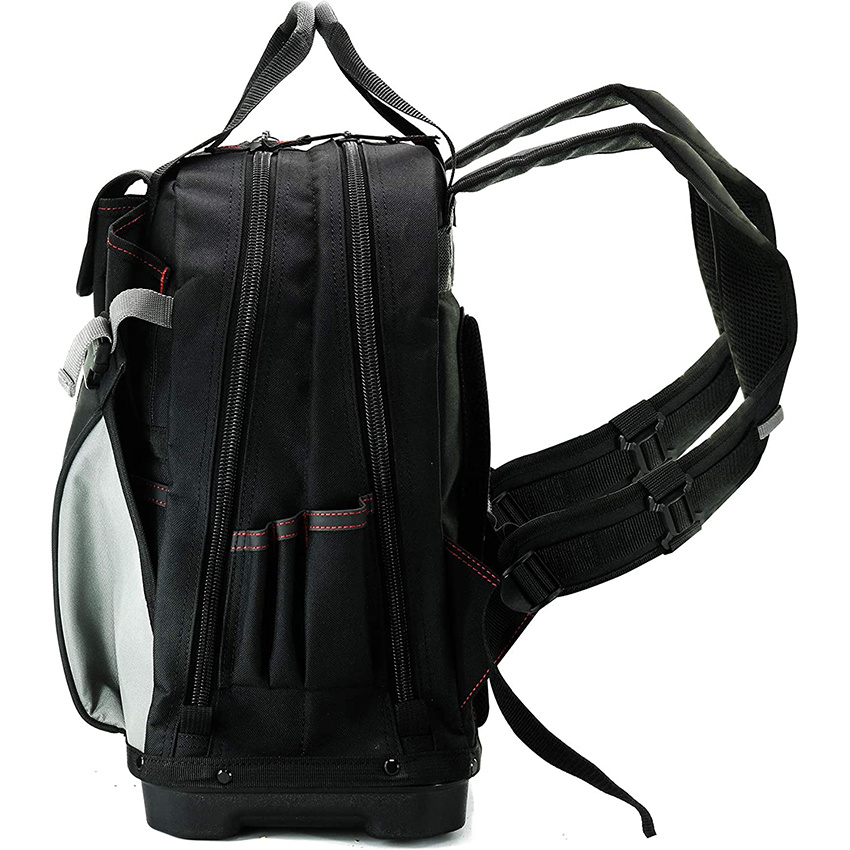 Heavy Duty Tool Bag Backpack Reinforced Bottom Waterproof PVC Coated Fabric Multiple Storage Compartments