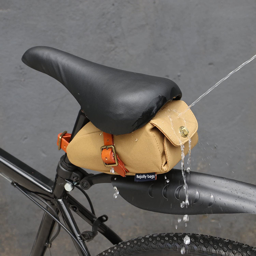 Canvas and Leather Strap-on Bicycle Seat Pouch Bike Saddle Pack Bag