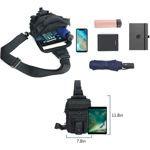 Military Style Dual Pistol Holster Chest Bag Concealed Carry Sling Bag Shoulder Fanny Pack Tactical Range Gun Convertible Backpack for Shooting Hunting Bag