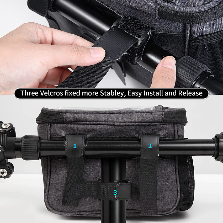 Bike Handlebar Bag Large Bicycle Front Storage 6.5 Inch Transparent Pouch with Shoulder Strap