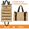 Water Resistant Tool Roll Bag with 2 Wrap Straps, Heavy Duty Roll up Tool Bag with 5 Pockets, Canvas Roll up Tool Bag
