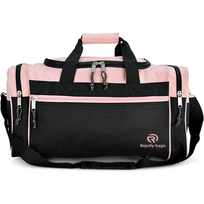 Hot Sale Sports Duffle Bag Gym Bag Travel Duffel with Adjustable Strap in Pink