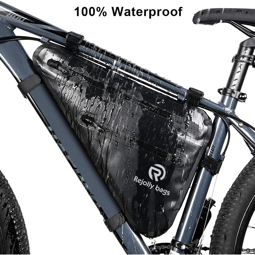 Large Capacity 100% Waterproof 5 Velcro Triangle Bicycle Bag Under Top Tube Bag Bike Pouch for Mountain Road Bike Tools Accessories Bicycle Bag