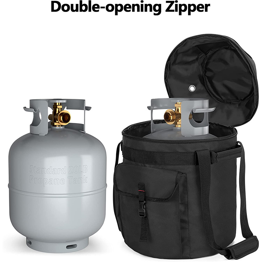 Outdoor 20 Lb Propane Tank Cover with Side Flip Flap and Handy Pockets, Propane Gas Tank Bag for with 2 Side Handles & Padded Strap Weatherproof Grill Bag