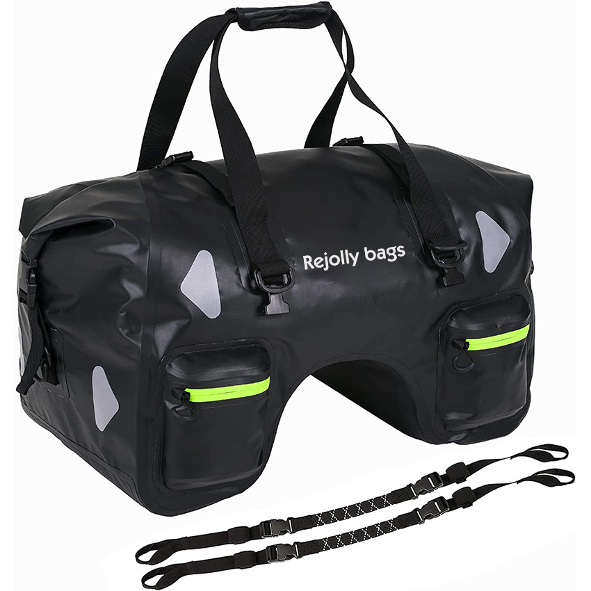 Dry Motorcycle Tail Bag 70L with Rope Straps and Inner Pocket Waterproof PVC 500d for Travel