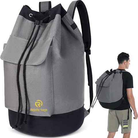 Canvas Laundry Backpack Bag for College Students, Heavy Duty Laundry Bag with Straps, Durable Backpack Laundry Bag for College Apartment Camping Laundry Bag