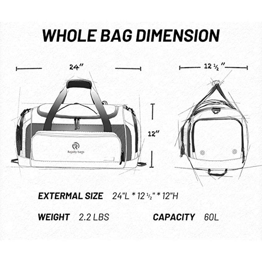 Comfortable Carrying Huge Duffle with Shoe Compartment for Outdoor Traveling Bag