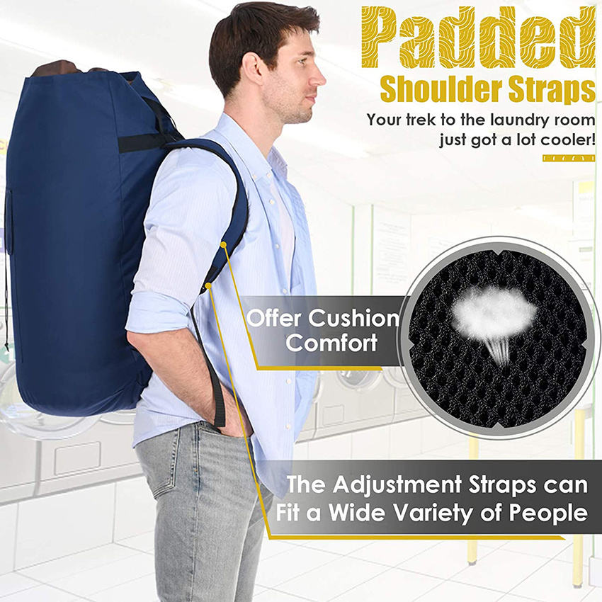 Laundry Backpack with Padded Shoulder Strap, Sturdy Travel Hanging for College Dorm, Apartment for Student Laundry Bag