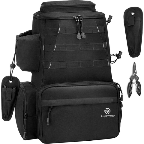 Outdoor Large Water-Resistant Fishing Backpack with Rod Holder for Trout Fishing Outdoor Sports Camping Hiking Fishing Tackle Bag