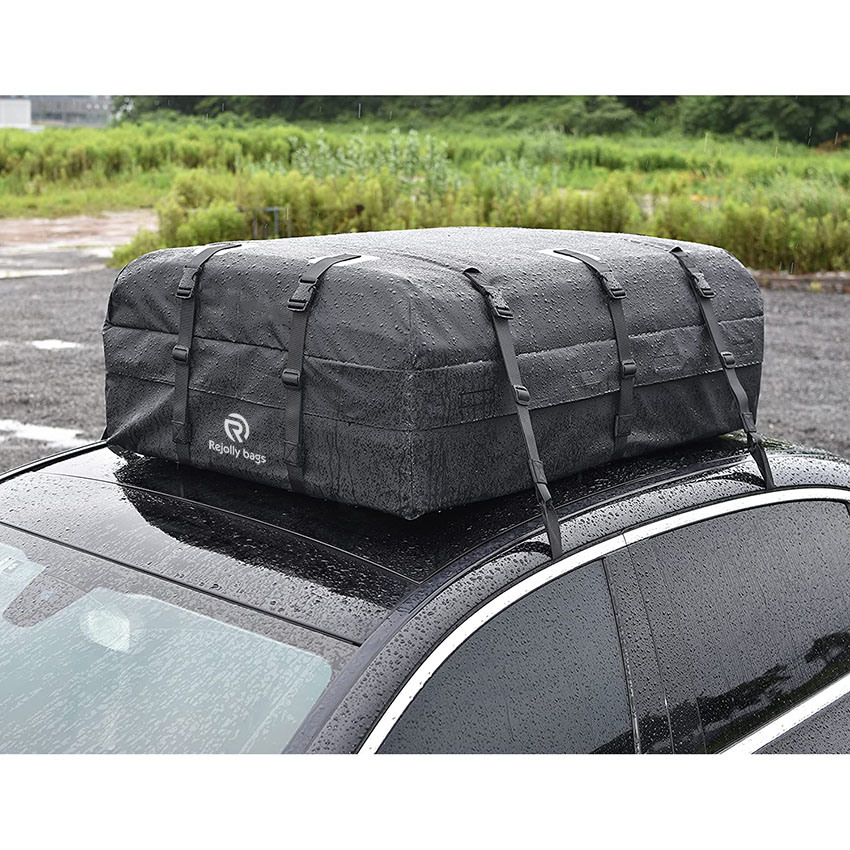 Waterproof Car Roof Luggage Bag, Weatherproof Soft Shell Rooftop Cargo Carrier Bag for Vehicles with or Without Rack, 4+2 Door Hooks Included Bag