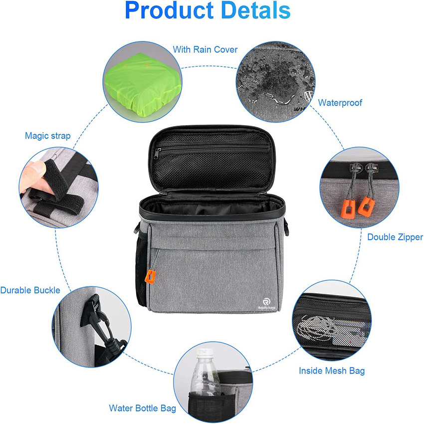 Waterproof Bicycle Handlebar Front Frame Storage Basket with Touch Screen Phone Holder Bike Handlebar Bag