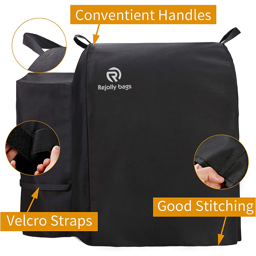 Heavy Duty Waterproof Wood Pellet Grill Cover, Outdoor Full Length Velcro Straps & Handles Easy to Clean Grill Cover