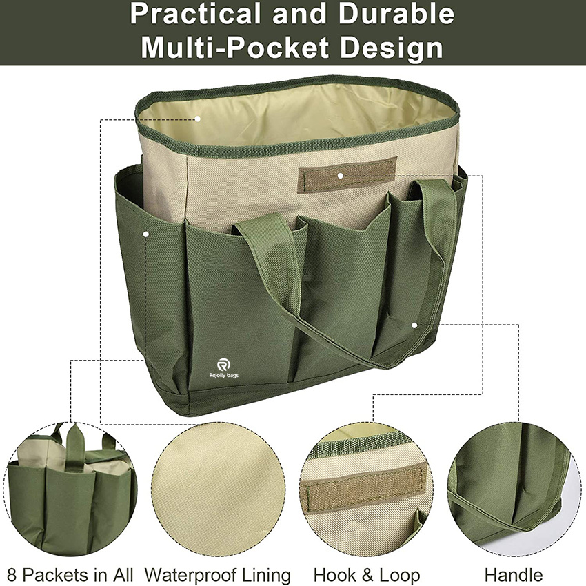 Garden Tool Bag Canvas Heavy-Duty Tote with Pockets Large Organizer Bag Carrier Plant Tool Set