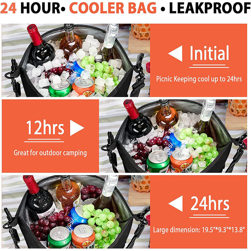 Portable Roll Top Cooler Backpack for Camping, Boating, Fishing, Hiking, Picnic and Beach Bag