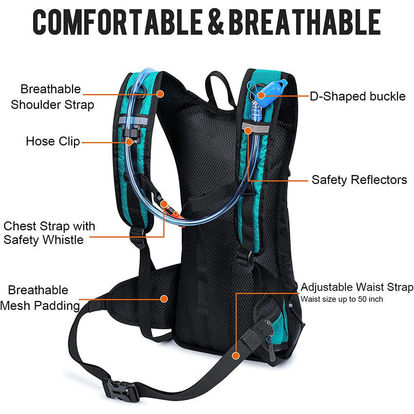 Insulated Hydration Backpack Pack with 2L BPA Free Bladder for Outdoor Running Hiking Cycling Camping Hydration Bag