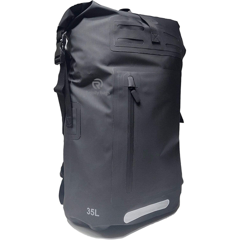 Tactical Waterproof Backpack 35L Rugged Roll-Top Closure with Waterproof Zipper Front Pocket and Cushioned Dry Bag