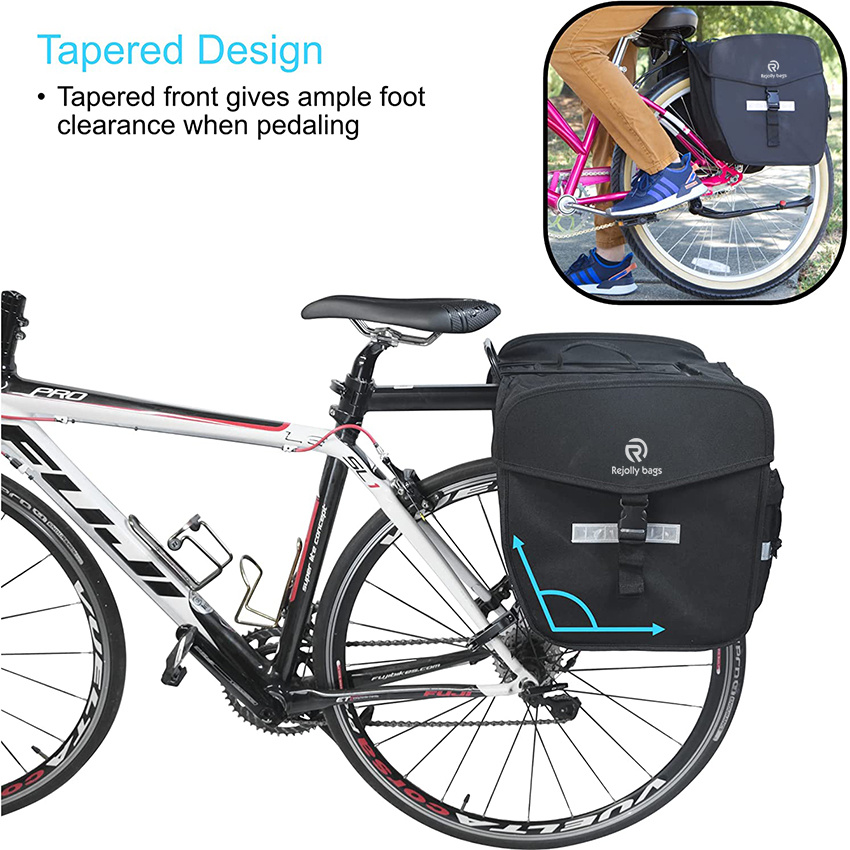 Double Pannier Bike Bags 36L Big Capacity for Rear Bicycle Rack Carrying Handle Safety Reflective Strips Bicycle Bag