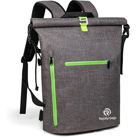 Waterproof Backpack 35L Roll Top Backpack with Airtight Zipper Pocket and Cushioned Padded Back Panel Dry Bag