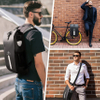 Pannier Backpack with Padded Laptop Bag Waterproof Bike Saddle Bag with Cross Shoulder Strap & Quick-Release Clip-on for Grocery Bicycle Bag