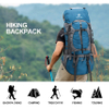 65L Hiking Backpack, Lightweight Waterproof Camping Daypack with Rain Cover for Men Women, Outdoor Sport Travel Bag