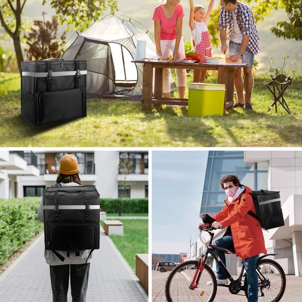 Insulated Food Delivery Bag Reusable Thermal Backpack for Hot and Cold Food Bike Delivery Take out Camping Travel Picnic