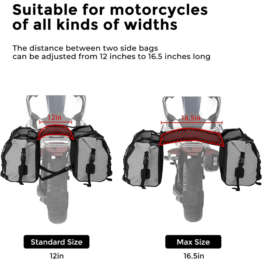 Waterproof Saddle Bags Side Bags for Motorcycle Mortorbike Travel, 50L Detachable Bags Reflective Design Motorbike Bag