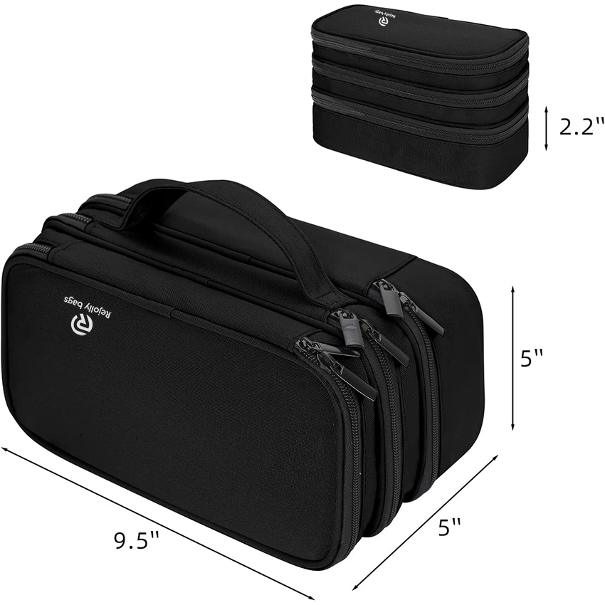 Large Capacity Pencil Bag with 3 Compartments Pencil Pouch Holder Marker Pen Bag RJ21648