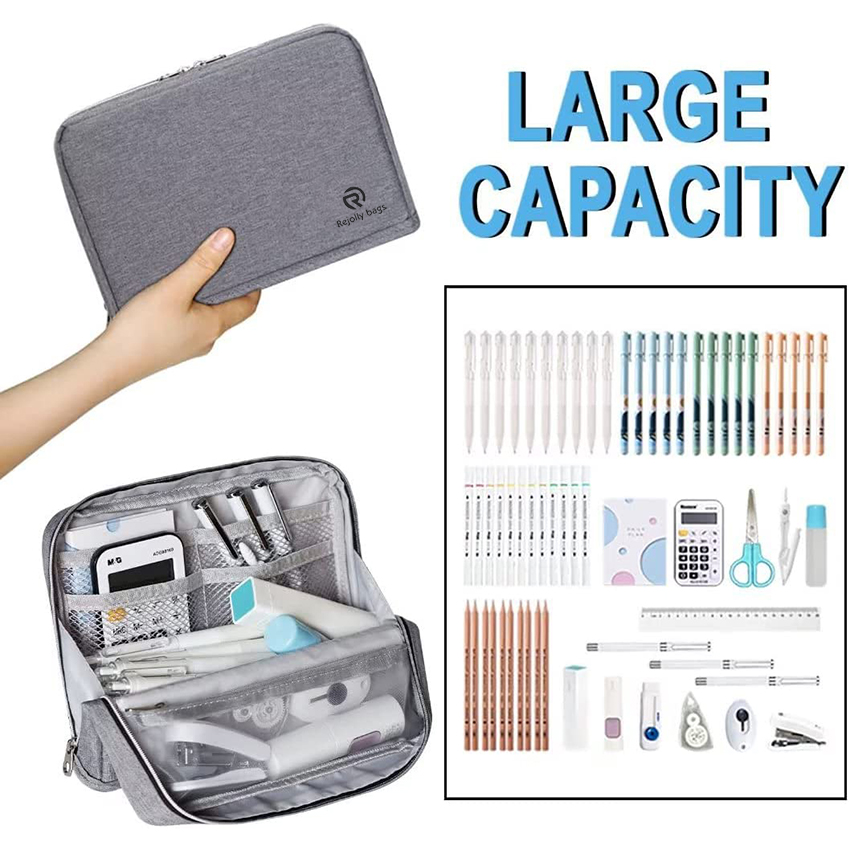 Big Capacity Pencil Case Canvas Large Storage Pouch Pen Holder Simple Stationery Bag Office Organizer School Supplies Pen Bag RJ21646