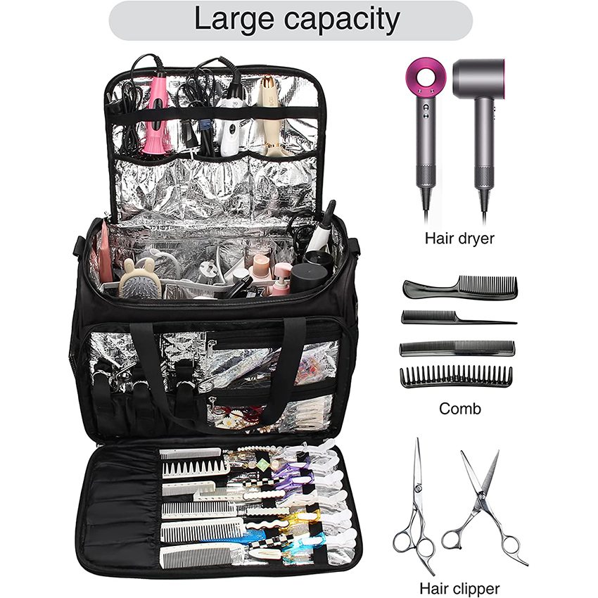 Toiletry Travel Bag, Cosmetics Beauty Hairdresser Bag with Shoulder Strap Insulation Material Cosmetic Bag RJ21684