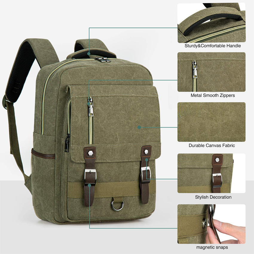 Waterproof Laptop Backpack Lightweight School Bag Canvas Daypacks Travel Back Pack