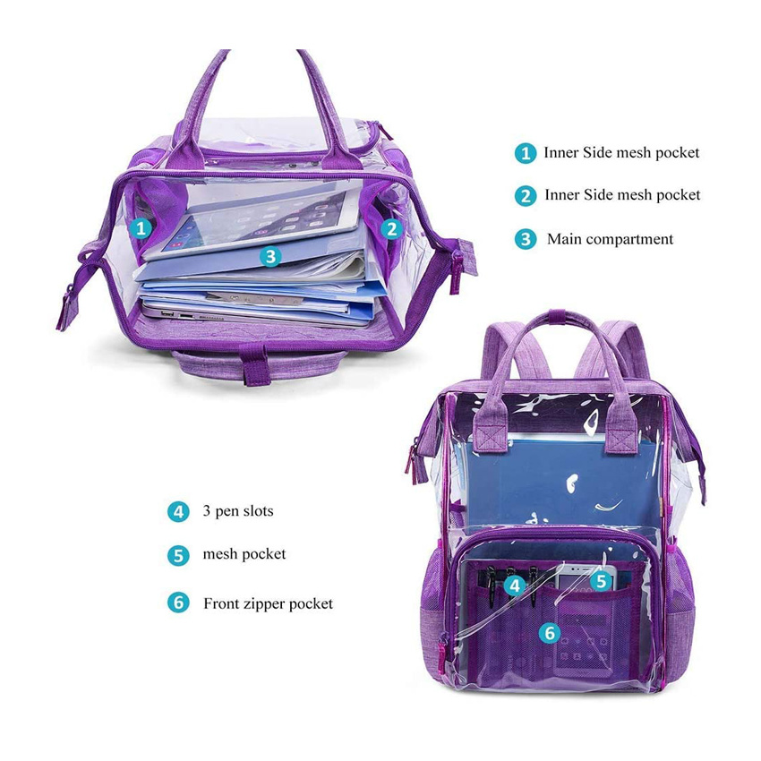 Heavy Duty Clear Transparent Backpack Waterproof Transparent Daypack Transparent PVC Sling Bag Shoulder Cross Body Pack for Women