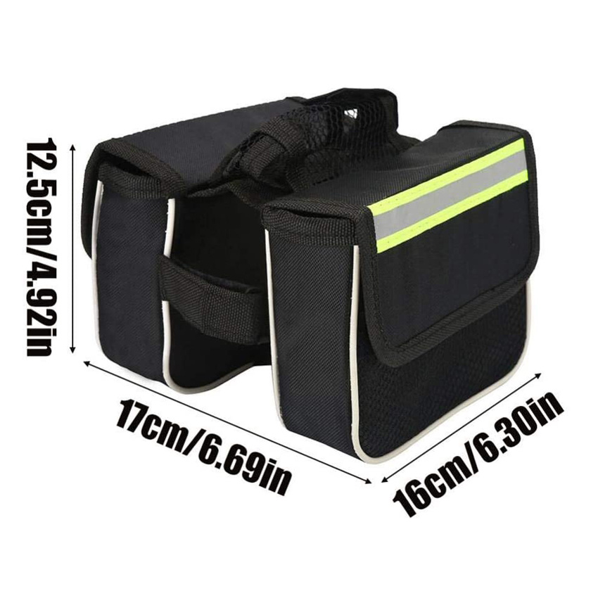 Double Pouches Pannier Waterproof Bicycle Bag Cycling Saddle Bag Front Frame Saddle Top Tube Bag