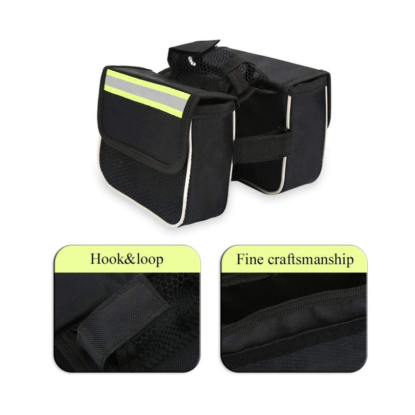 Double Pouches Pannier Waterproof Bicycle Bag Cycling Saddle Bag Front Frame Saddle Top Tube Bag