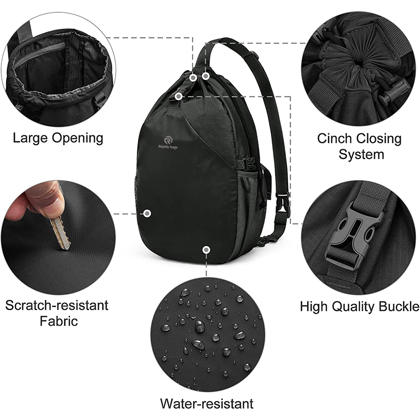 15L Sling Bag Crossbody Drawstring Backpack Outdoor Travel Cinch Bag Foldable Gym Sports Bag RJ196179