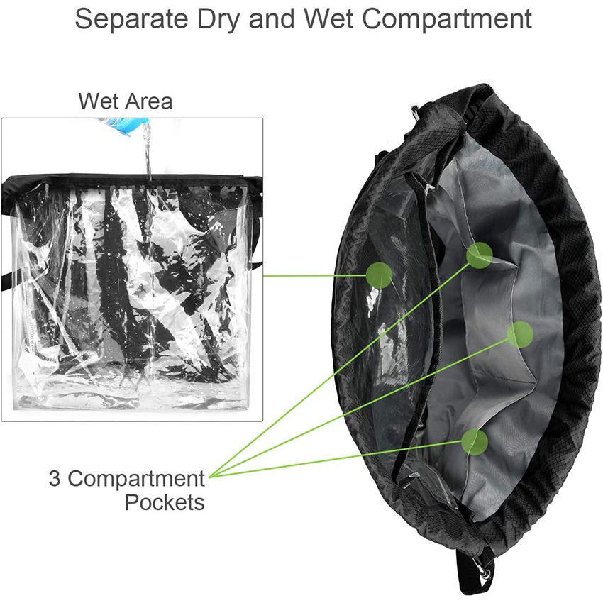 Drawstring Backpack Sports Gym Bag, Water Resistant String Sackpack Large Size with Zipper and Water Bottle Mesh Pockets for Gym Sports Bag RJ196203
