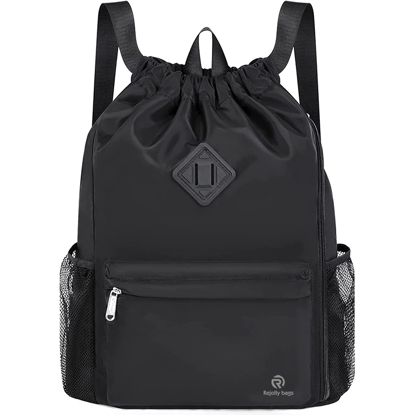 Drawstring Backpack Sports Gym Bag with Shoes Compartment, Water-Resistant String Backpack Cinch for Women Men Ball Bag RJ196121