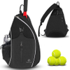 Tennis Sling Backpack Crossbody Water Resistant for Men Women, Holds Tennis Badminton Squash Rackets, Balls and Other Outdoors Sports Ball Bag RJ196136