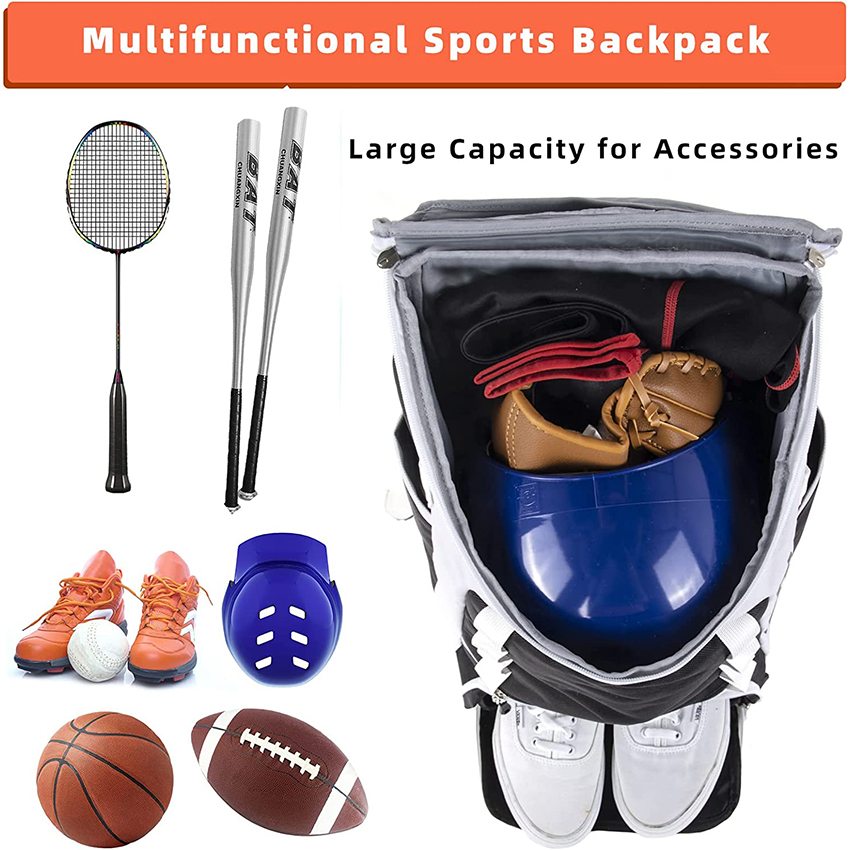 Large Capacity Softball Bag with Shoes Compartment, for Youth and Adult, Lightweight Baseball Equipment Bag with Fence Hook Holds Bat, Helmet Baseball Bags RJ19679