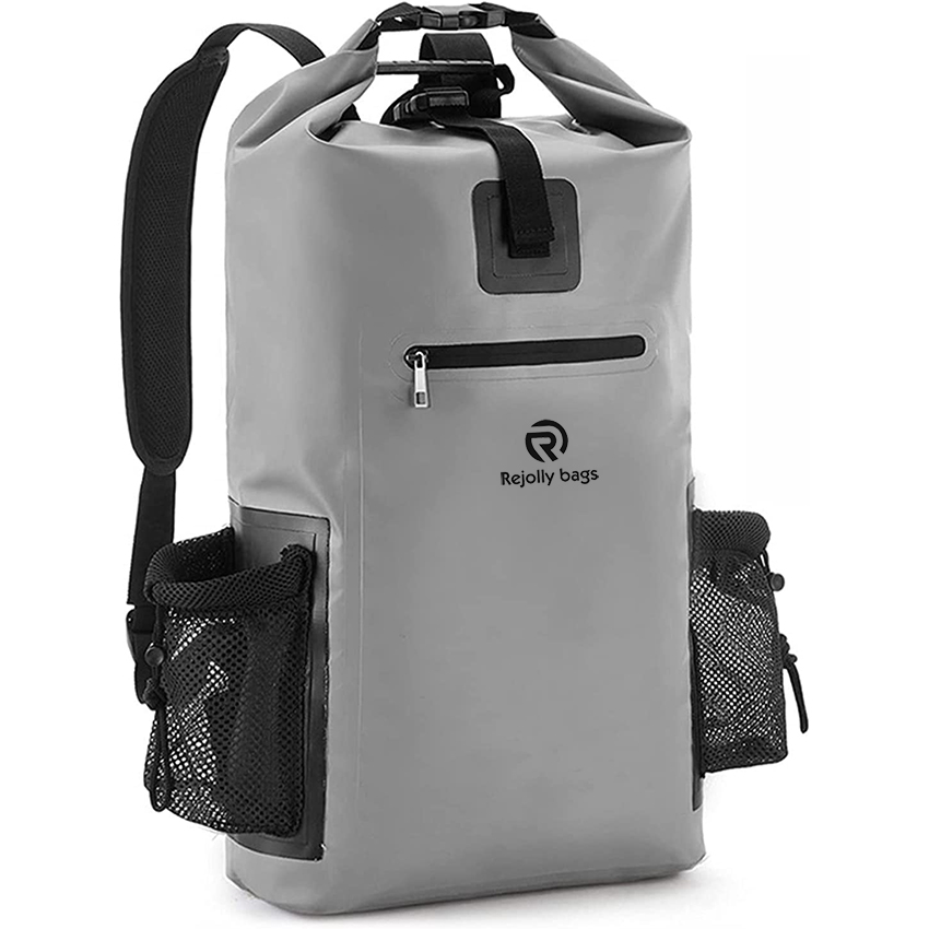 Floating Dry Backpack with Exterior Zippered Pocket and Side Mesh Bag, for Kayaking, Swimming, Rafting Dry Bags RJ228393