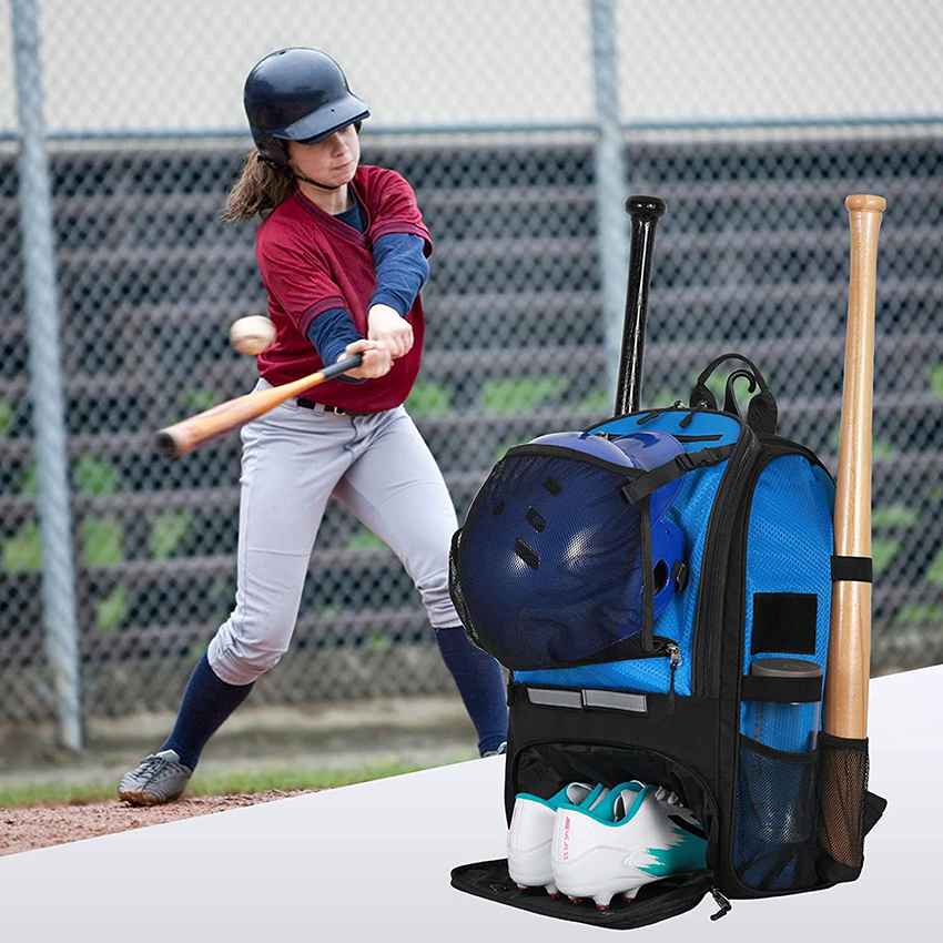 Softball Bag with Separate Shoe Compartment, Large Baseball Backpack, Softball Backpack with Fence Hook, Baseball Bat Bag with 4 Bat Sleeves Baseball Bags RJ19682