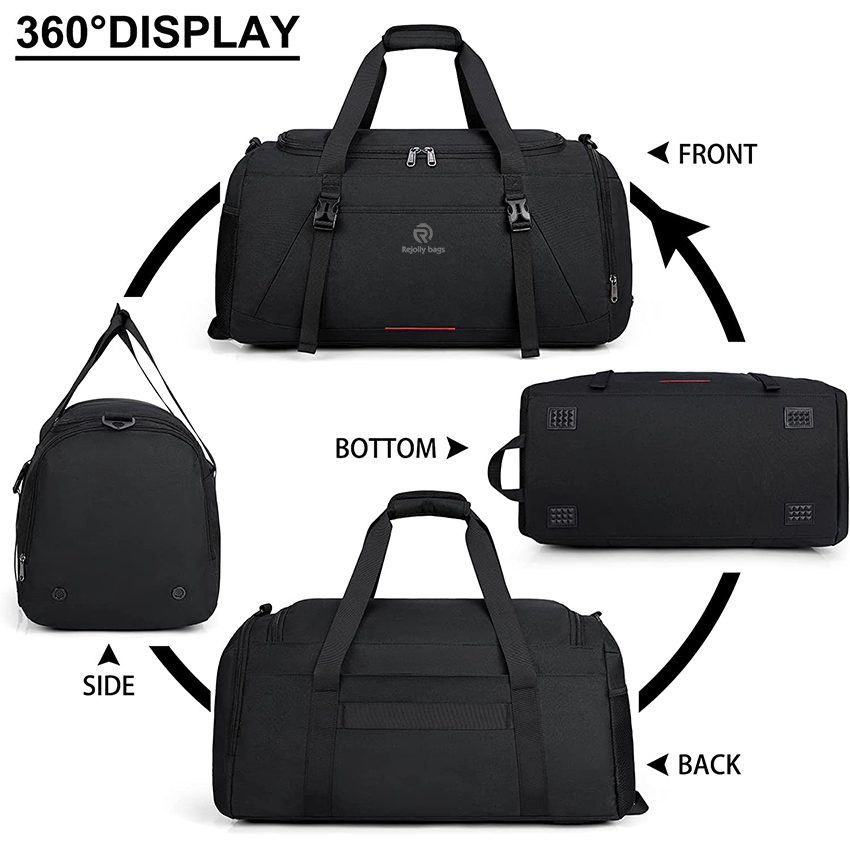 55L Water Resistant Sports Bag Gym Duffle Bag with Wet Pocket Large Weekender Overnight Bag with Shoe Compartment Duffel Bags RJ204208