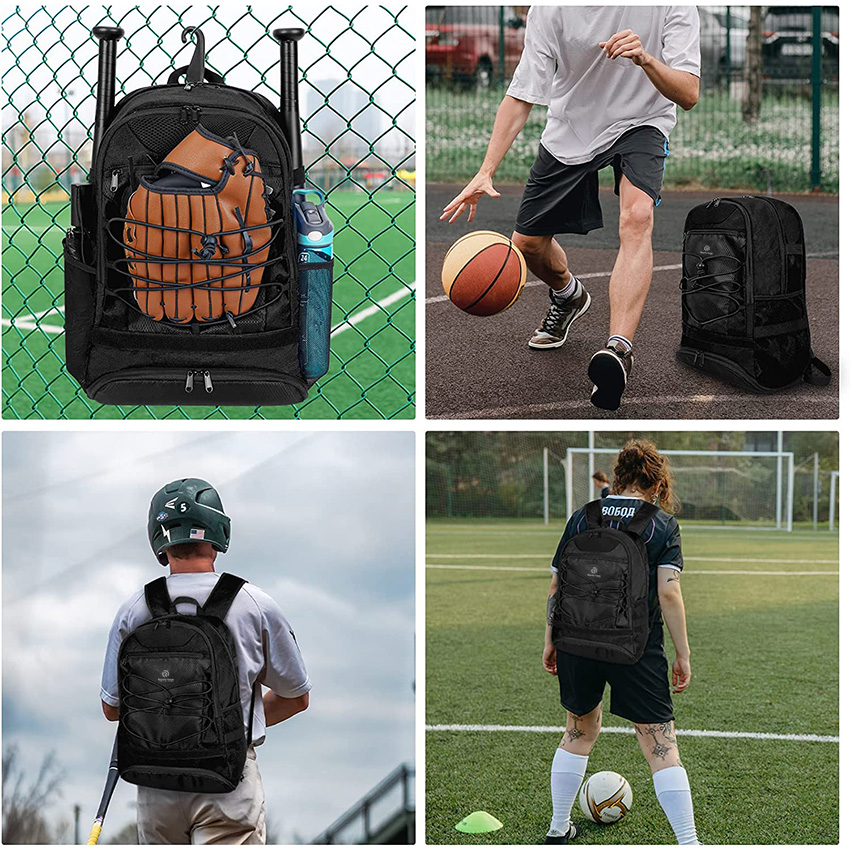 Sports Bag for T-Ball & Softball Equipment, Bat & Glove Holder Backpack with Helmet & Shoe Compartments for Youth and Adult Baseball Bag RJ19686