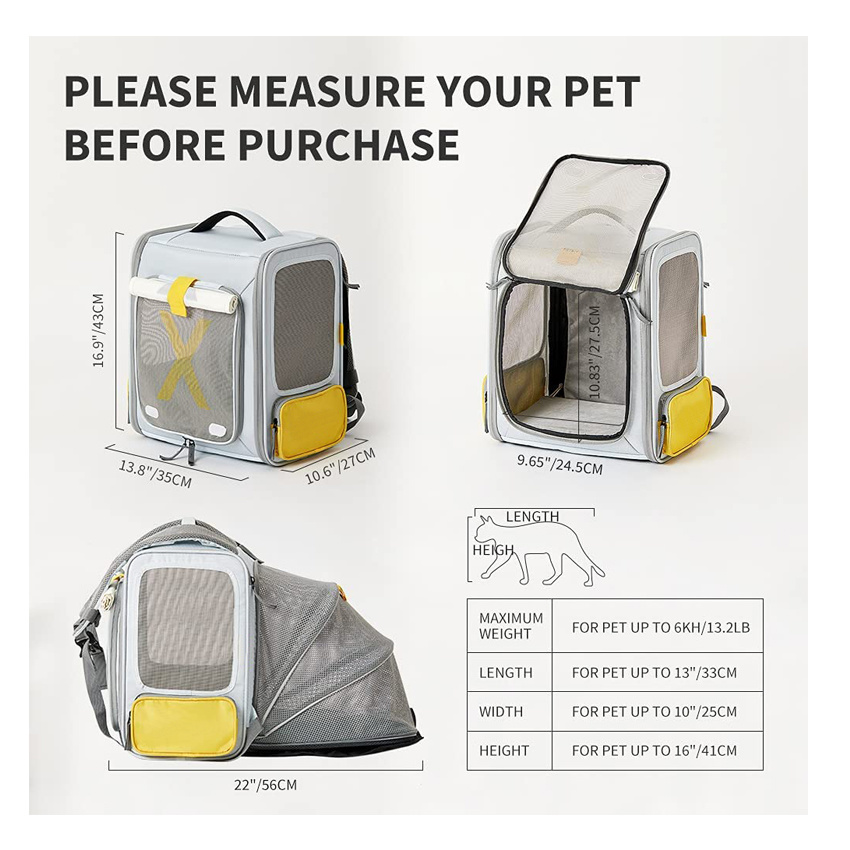 Cat Dog Backpack Carrier Expandable Foldable Soft-Sided Cat Carrier for Kitten Puppy and Small Animals