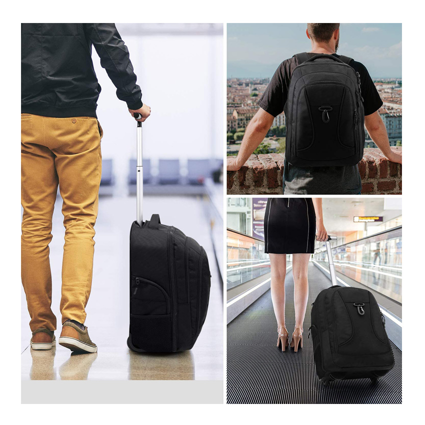 Rolling Backpack Waterproof Wheeled Backpack Carry-on Trolley Luggage Suitcase