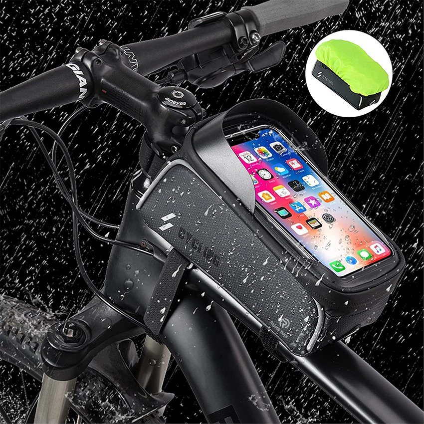 Bike Handlebar Waterproof Phone Mount Bag Top Tube Phone Pack Cycling Phone Pouch Accessories for Phone Below 6.5" Cycling Bag