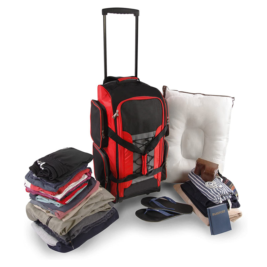 Collapsible Durable Duffle Bag with Wheels Outdoor Trolley Bag Lightweight Roller Bag