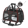 Pet Carrier with Removable Wheels Soft Sided Dog Cat Carrying Bag with Telescopic Walking Handle