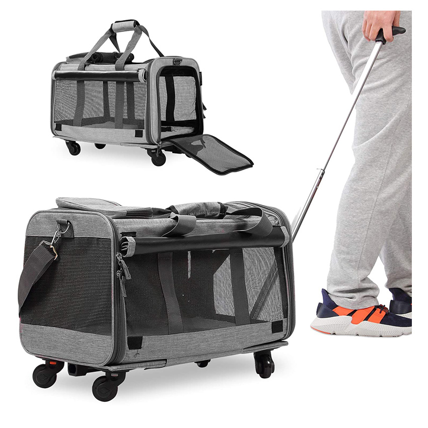 Pet Carrier with Detachable Wheels for Small and Medium Dogs Cats